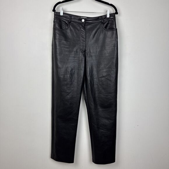 Aritzia Wilfred Women's Black Straight Pants Vegan Leather Women's The Melina 10 - Picture 5 of 13